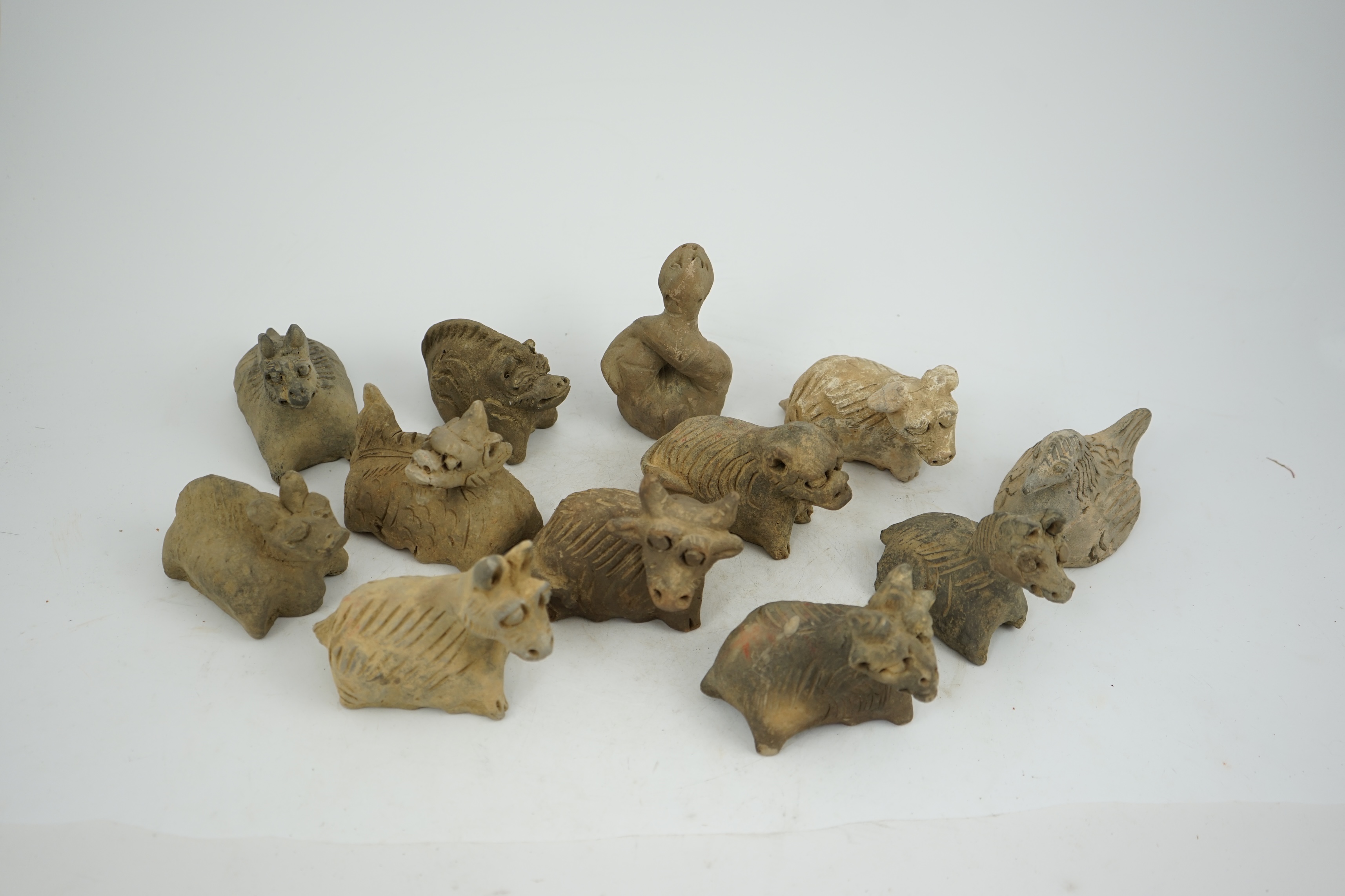 A set of twelve Chinese Buddhist pottery zodiac animals, Song Dynasty (AD 960-1279) or the Yuan Dynasty (AD 1279-1368)